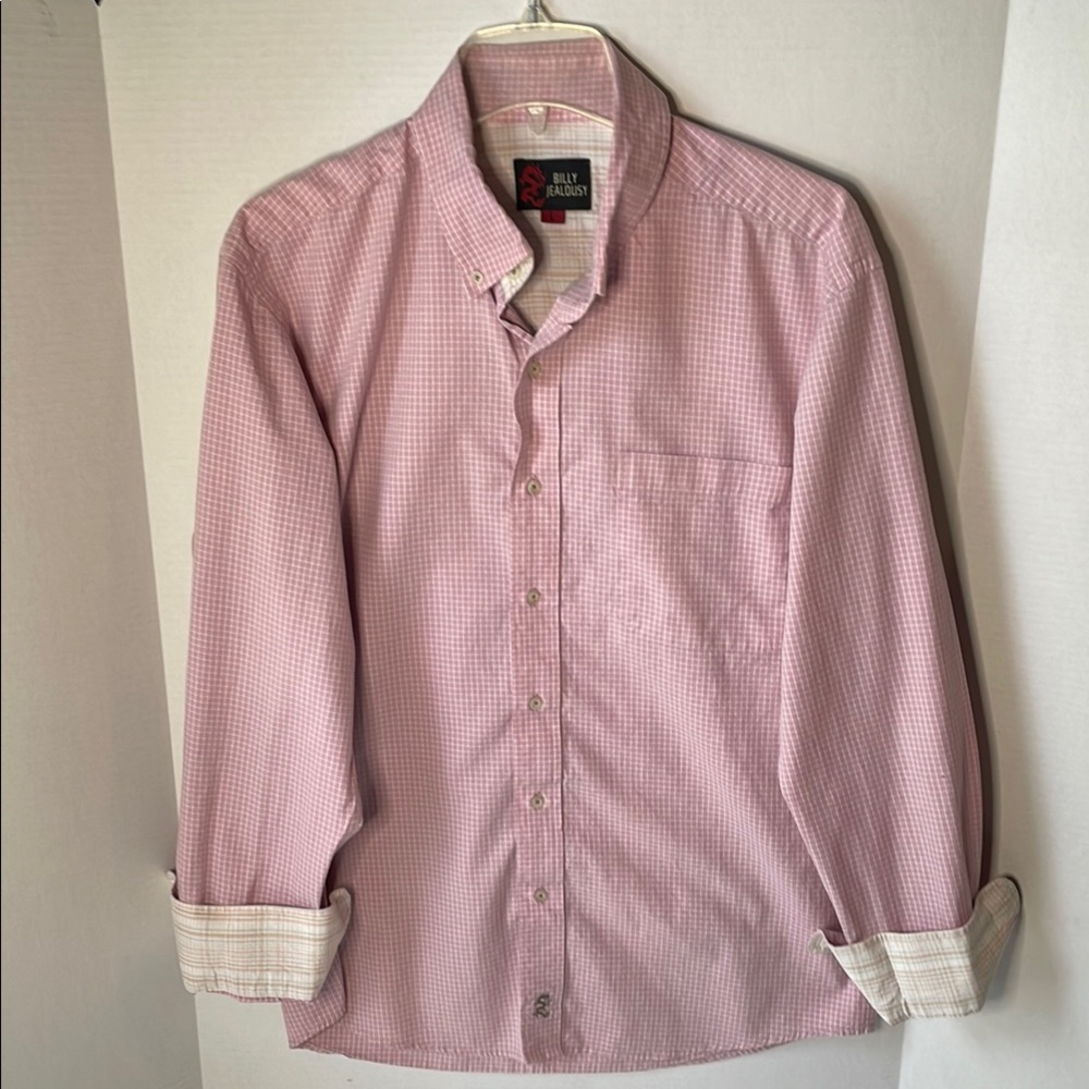Billy Jealousy Men's  Size Large Pink Checkered Shirt